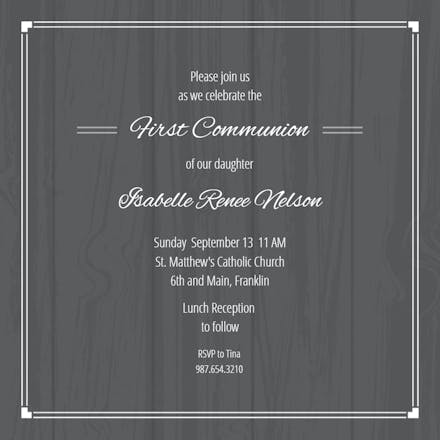 Thinline Border - First Holy Communion Invitation