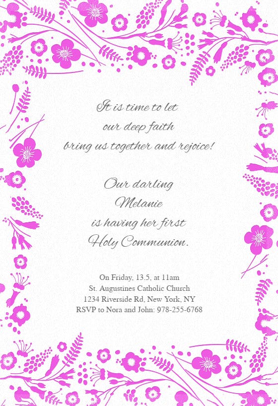 Time to rejoice - first holy communion invitation