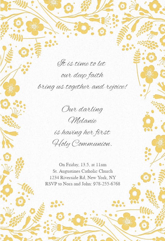 Time to rejoice - first holy communion invitation