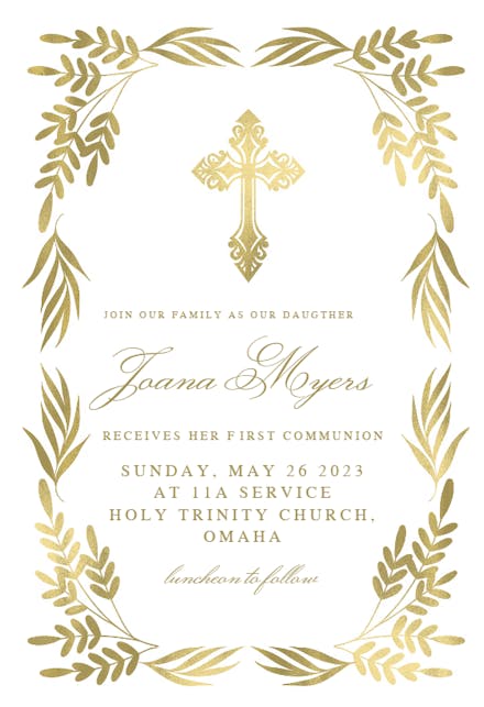 Traditional Frame - First Holy Communion Invitation Template ...