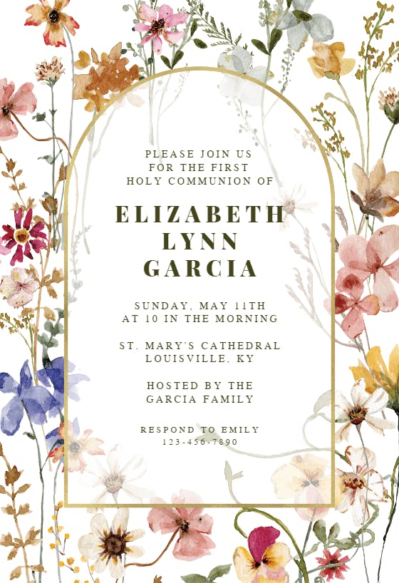 Transparent meadow arch - first holy communion invitation