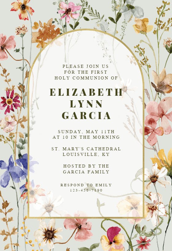 Transparent meadow arch - first holy communion invitation