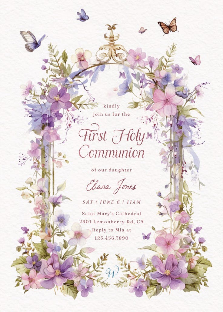 Whimsical wings - invitación de comunión