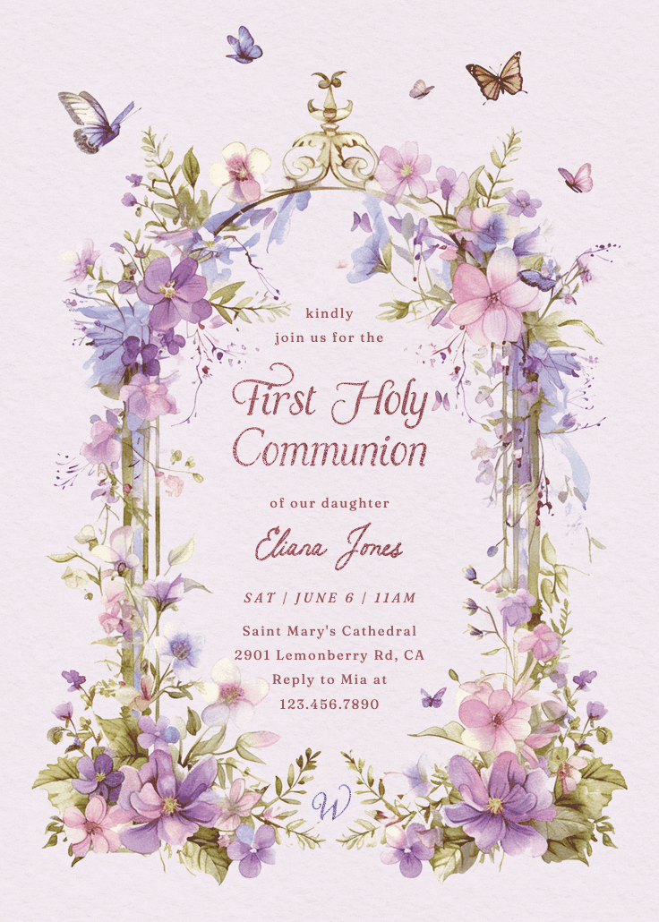 Whimsical wings - first holy communion invitation