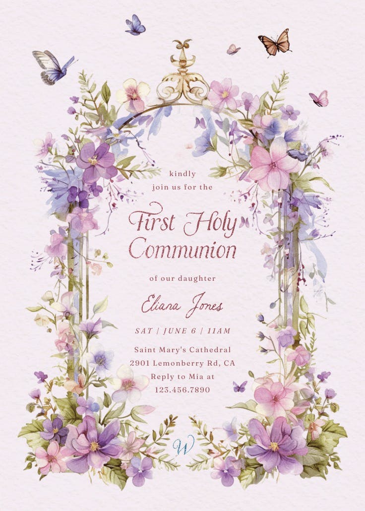 Whimsical wings - invitación de comunión
