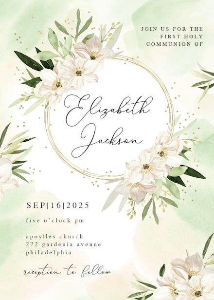White romantic - first holy communion invitation