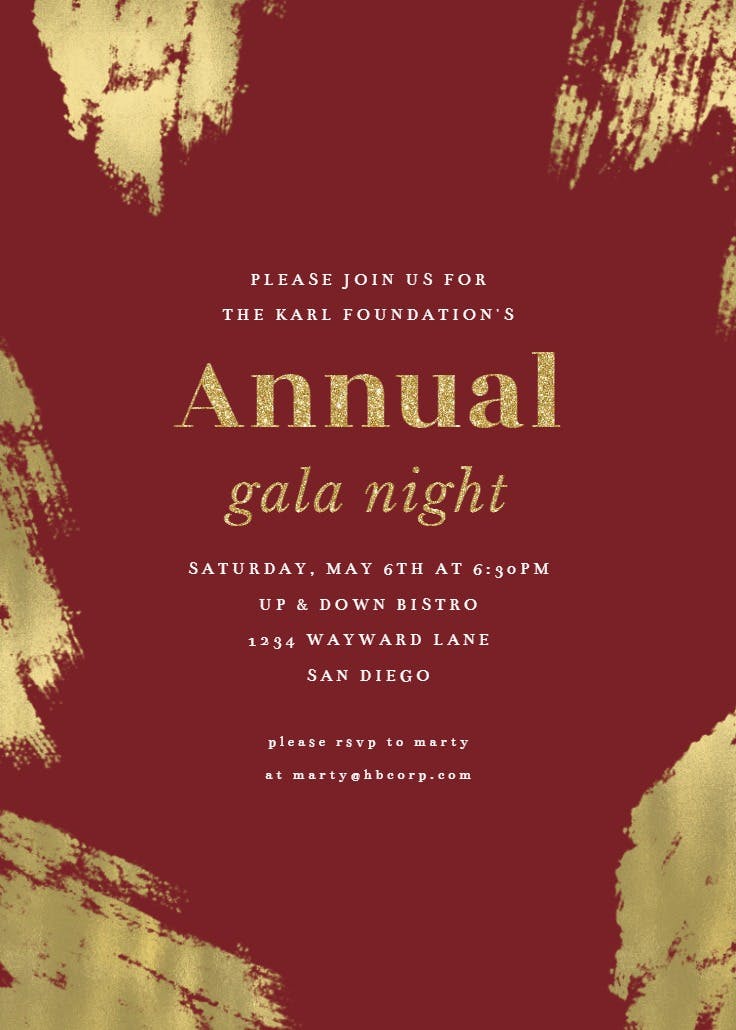 Brush strokes - gala invitation