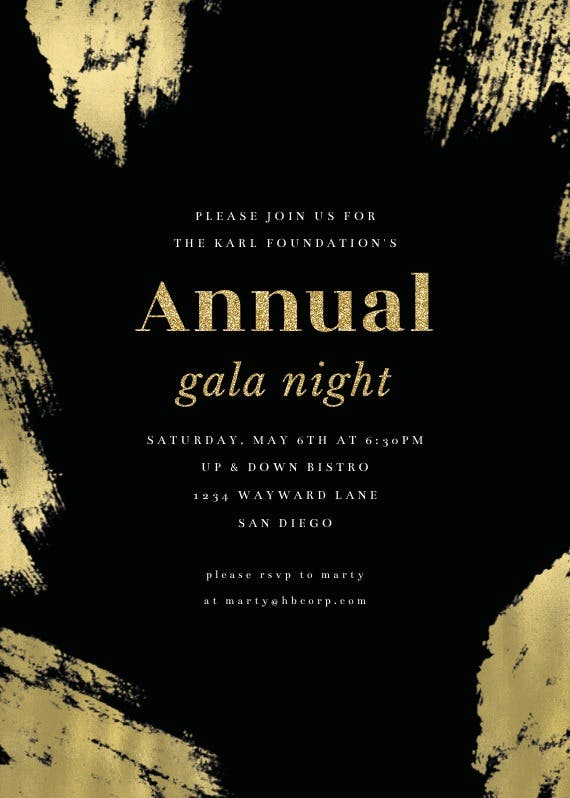 Brush strokes - Gala Invitation Template (Free) | Greetings Island