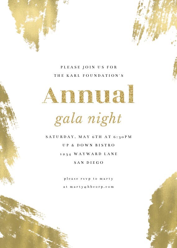 Brush strokes - Gala Invitation Template (Free) | Greetings Island