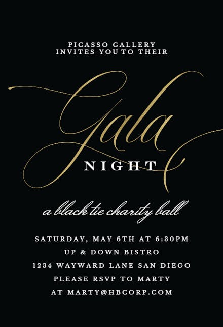 Classic Gala - Gala Invitation Template (Free) | Greetings Island