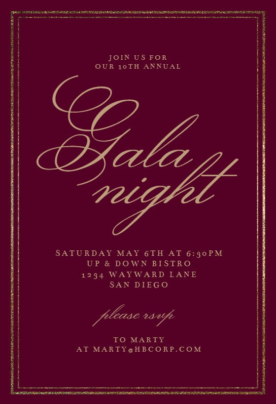 Classy cocktail - gala invitation