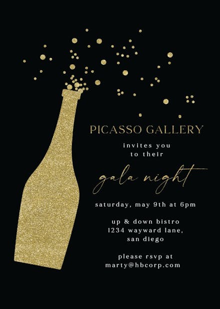 Glitter bubbly - gala invitation