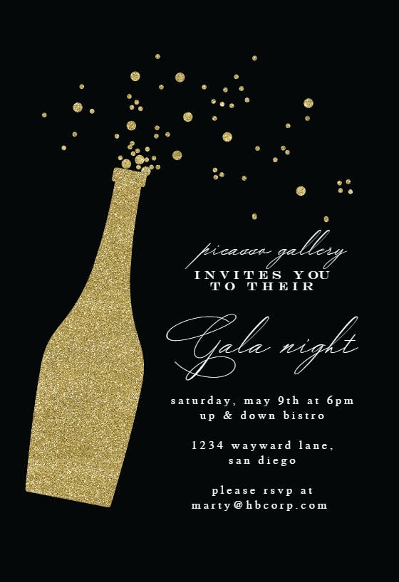 Glitter bubbly -  gala invitacion