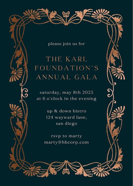 Golden frame - gala invitation