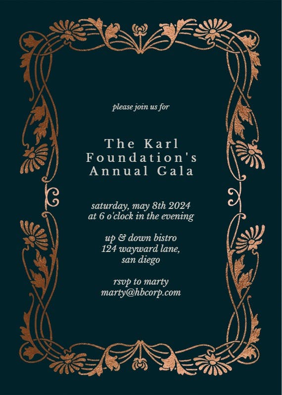 Golden frame - gala invitation