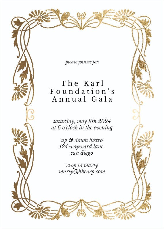 Golden frame - gala invitation