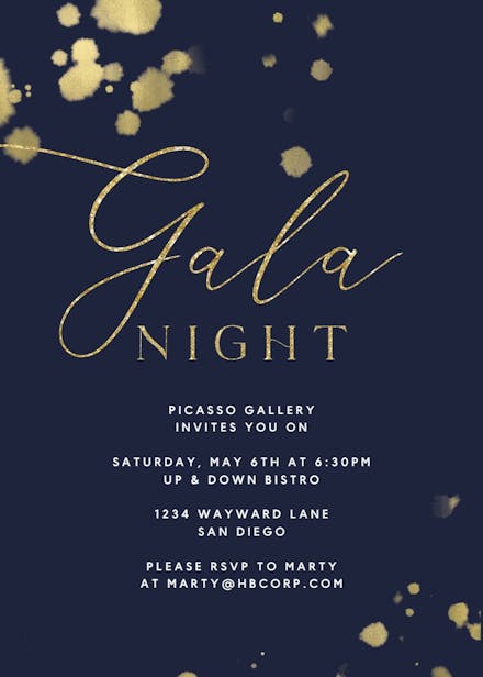 Golden paint spray - gala invitation