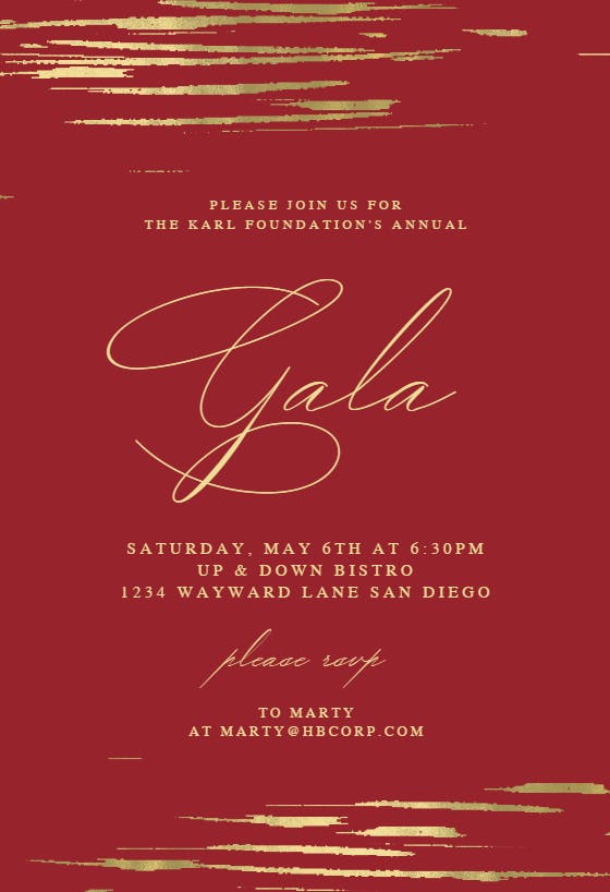 Golden strokes - gala invitation