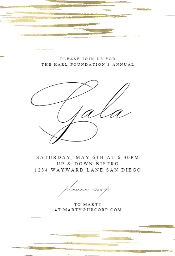 Golden strokes - gala invitation