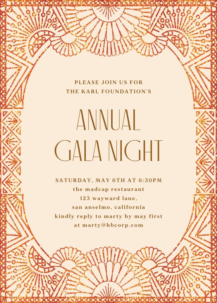 Orange glitz - gala invitation
