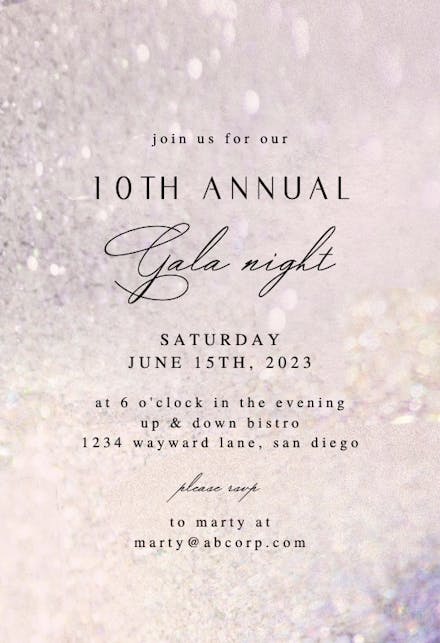 Party Shimmer - Gala Invitation Template (Free) | Greetings Island