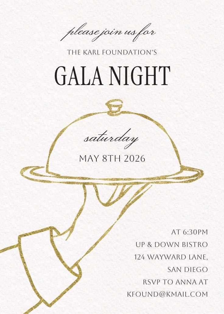 Silver platter - printable party invitation