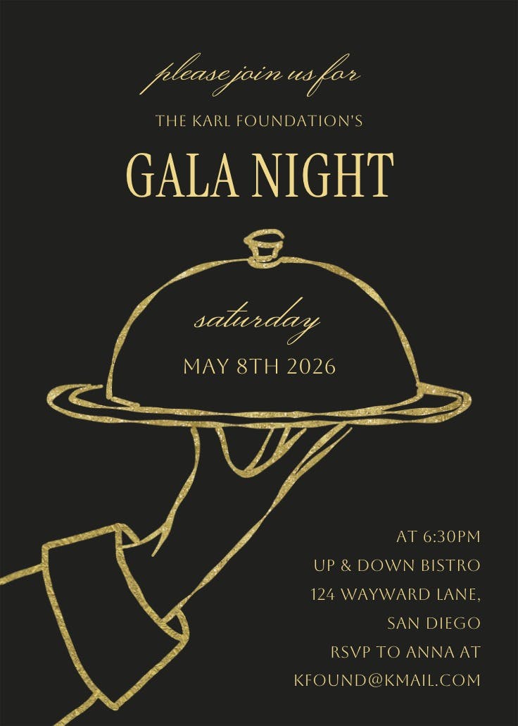 Silver platter - printable party invitation