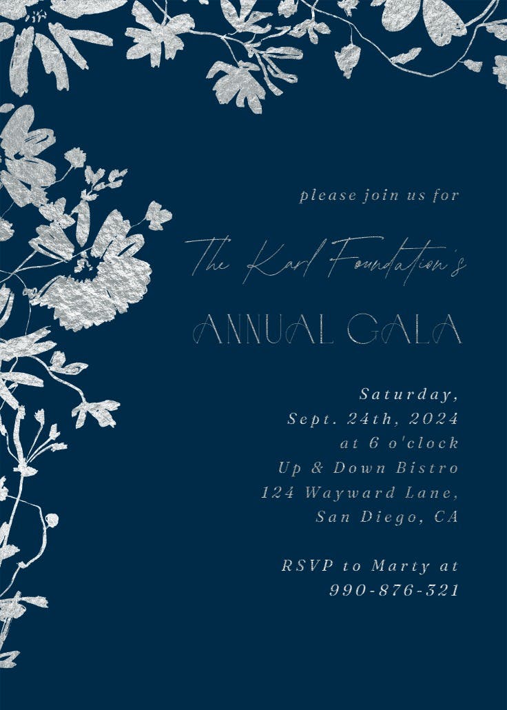 Sketched florals - gala invitation