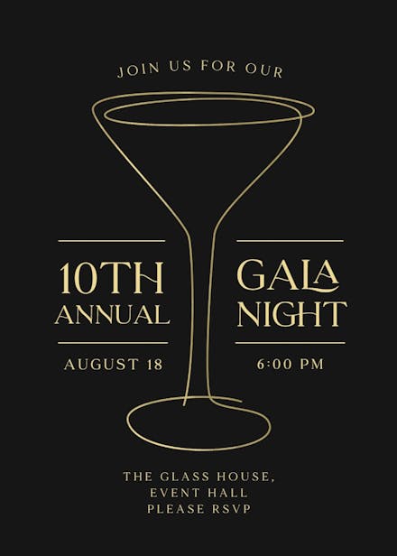 Sketched glass - gala invitation
