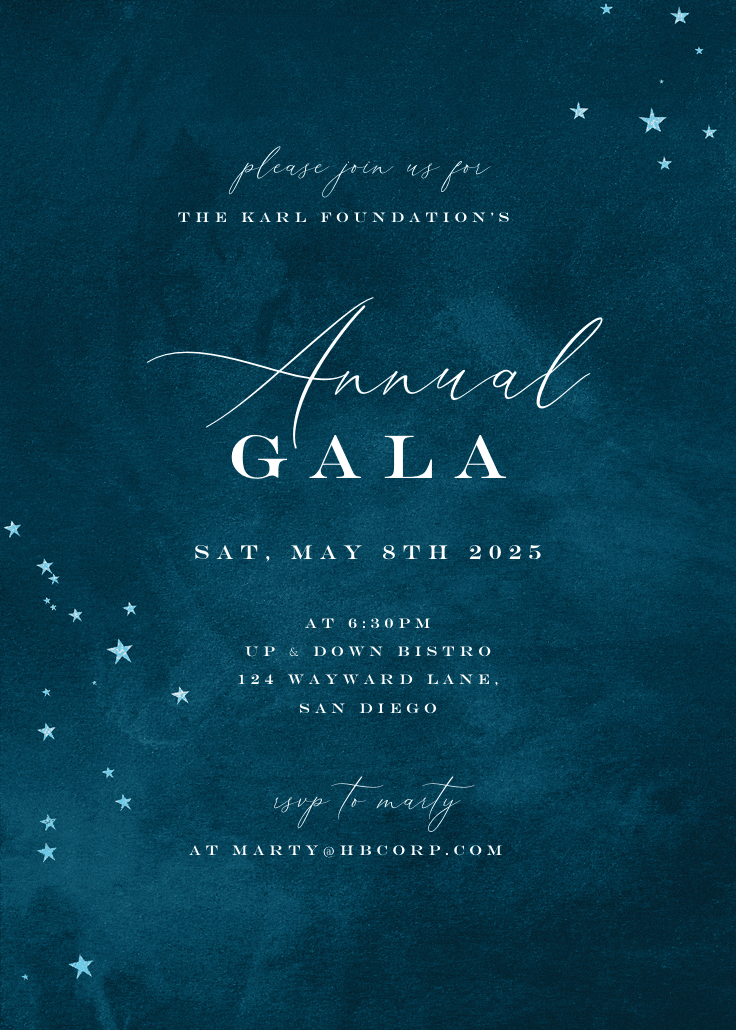 Starry night - gala invitación