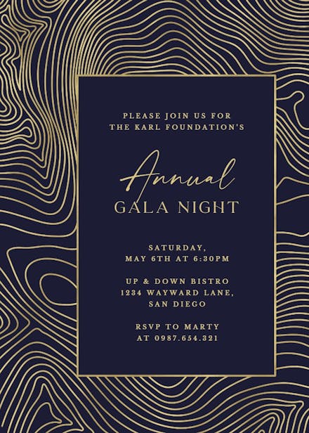 Topographic motif - gala invitation