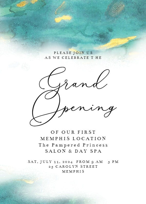 Abstract watercolor - grand opening invitation