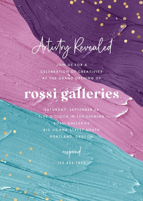 Artistry revealed - grand opening invitation