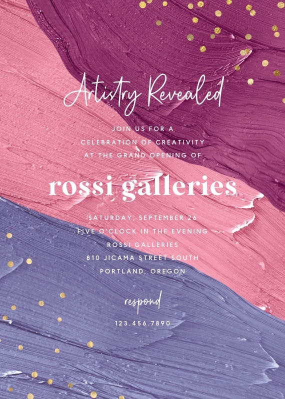 Artistry revealed - business event invitation