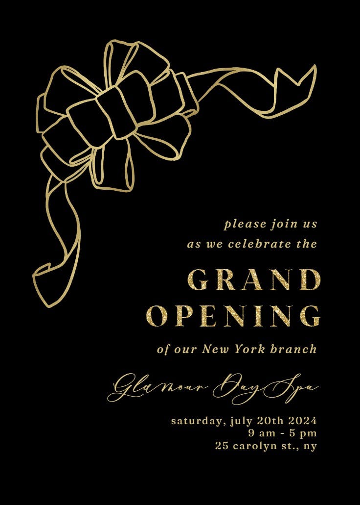 Big bow - grand opening invitation