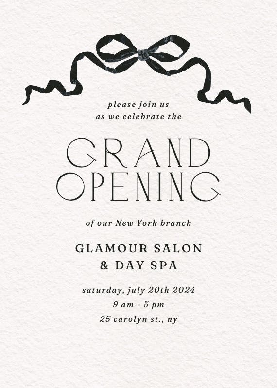 Black ribbons - grand opening invitation