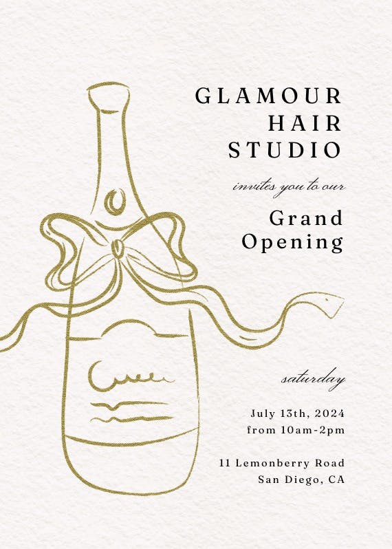 Bottle sketch - grand opening invitation