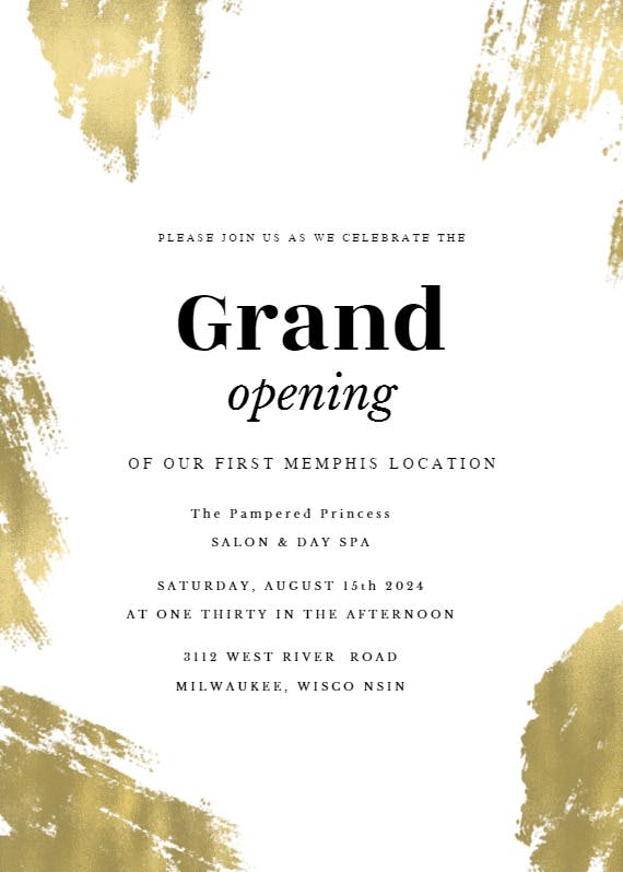 Brush strokes - grand opening invitation