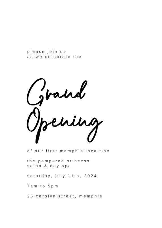 Calligraphy names - grand opening invitation