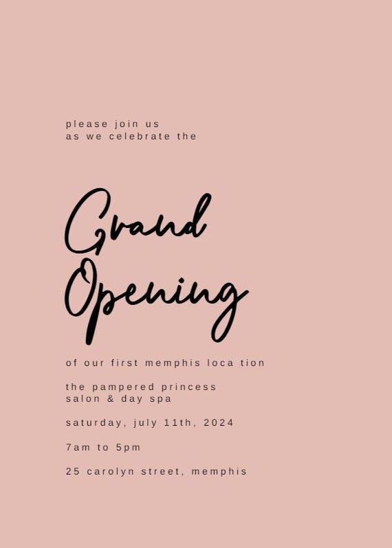 Calligraphy names - grand opening invitation