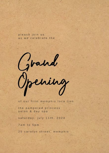 Calligraphy Names - Grand Opening Invitation Template (Free ...