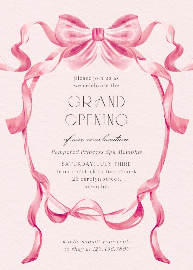 Classic ribbon - invitación de la gran inauguración