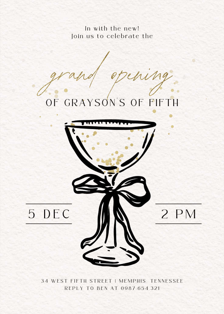 Cocktails call - grand opening invitation