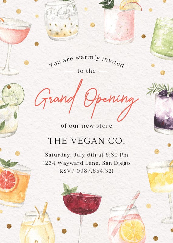 Colorful cocktails - grand opening invitation