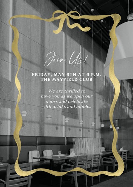 Delicate ribbon photo - grand opening invitation