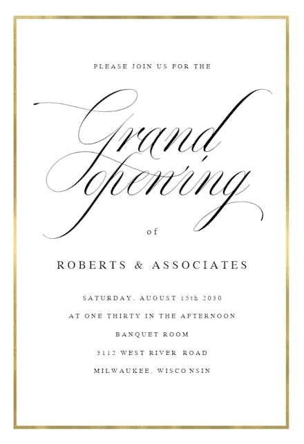 Golden dust - Grand Opening Invitation Template | Greetings Island