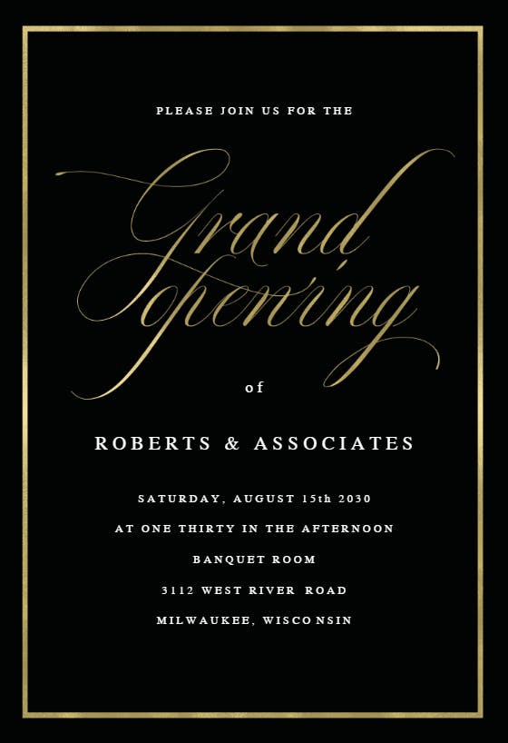 Elegant opening - grand opening invitation