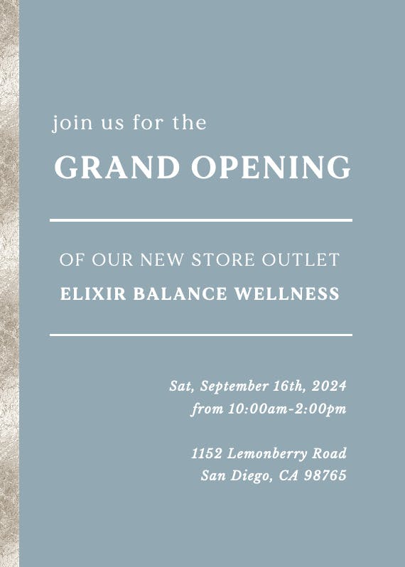 Finally open! - grand opening invitation