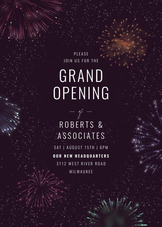 Fireworks blast - business events invitation