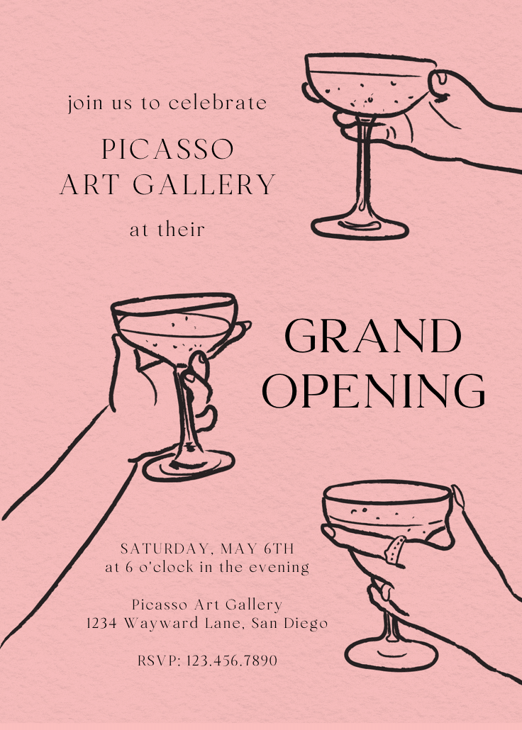 Glass of rosé - invitación de la gran inauguración